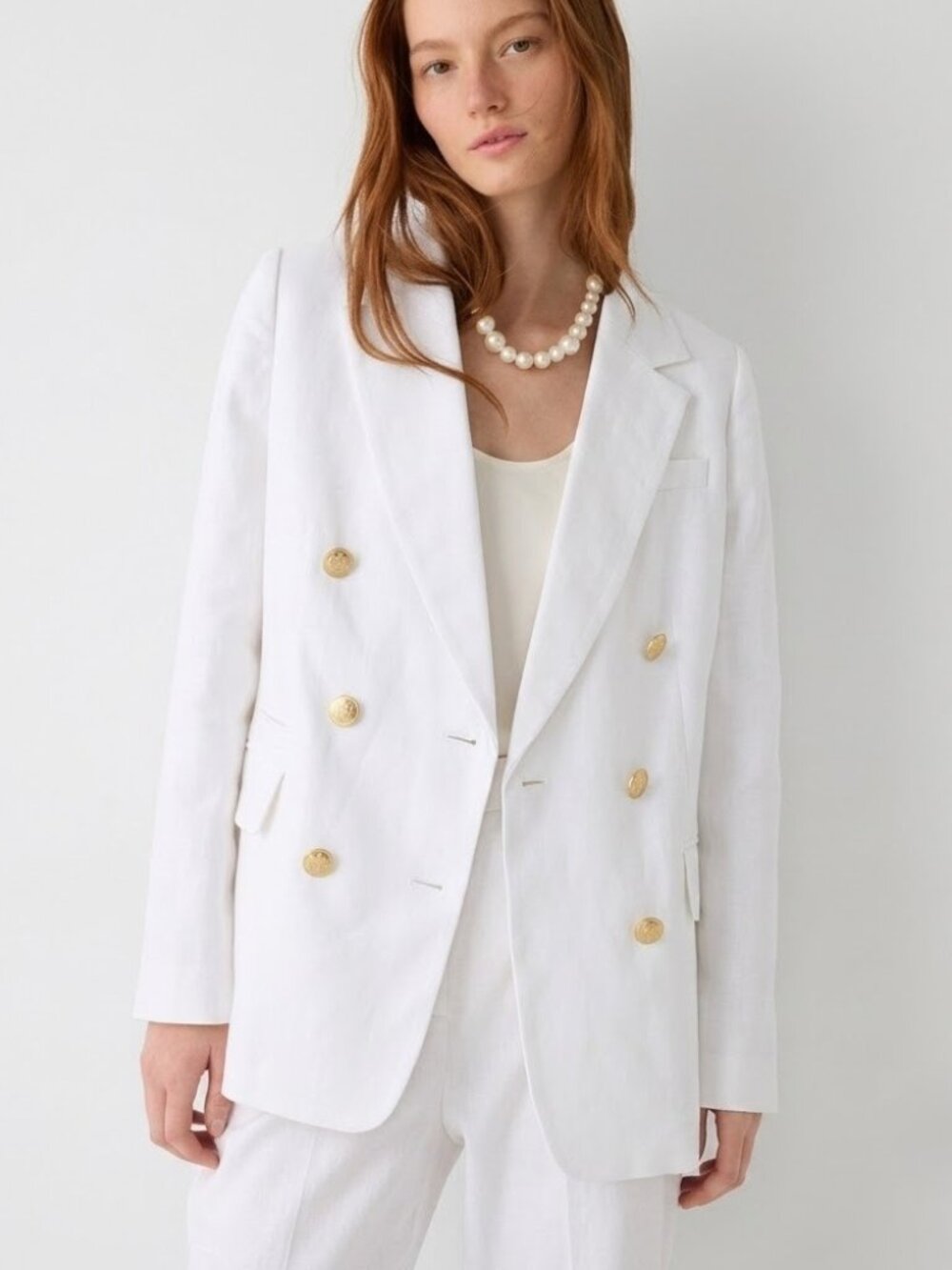 NWT J.Crew Bristol Blazer in White Stretch Linen Double-Breasted Jacket 8